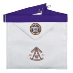 Past Master Blue Lodge Oklahoma Apron - Purple Grosgrain Border Machine Embroidery