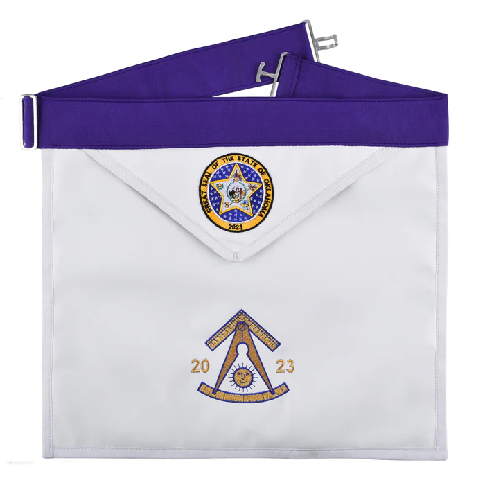 Past Master Blue Lodge California Regulation Apron – Great Seal of the State of Oklahoma