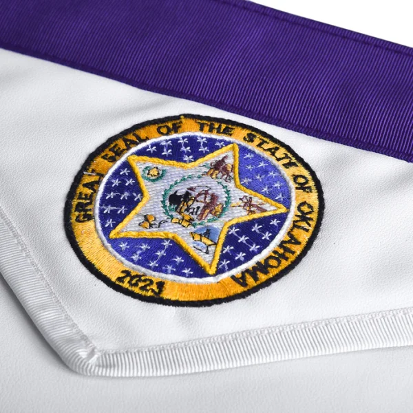 Past Master Blue Lodge California Regulation Apron - Great Seal of the State of Oklahoma