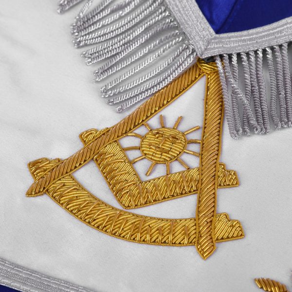 Past Master Blue Lodge California Regulation Apron - Gold Bullion with Silver Braid Fringe