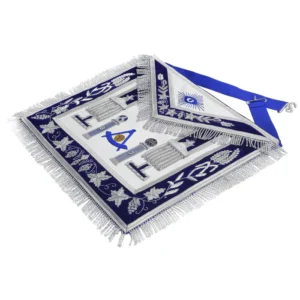 Past Master Blue Lodge California Regulation Apron - Blue & Silver Hand Embroidery Bullion with Pillars 5 Past Master Blue Lodge California Regulation Apron - Blue & Silver Hand Embroidery Bullion with Pillars
