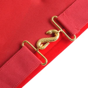 Past Master Blue Lodge California Regulation Apron - Red & Gold Bullion with Pillars