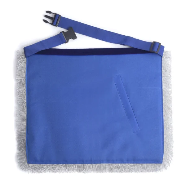 Grand Past Master Blue Lodge Apron - Blue Velvet with Gray Rayon Fringe