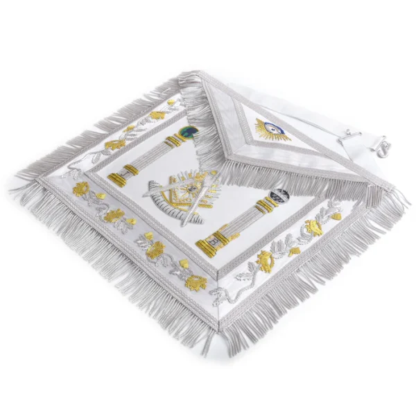 Past Master Blue Lodge California Regulation Apron - White & Gold with Pillars