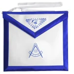 Past Master Blue Lodge Apron - White Tape Ties Blue Grosgrain Border