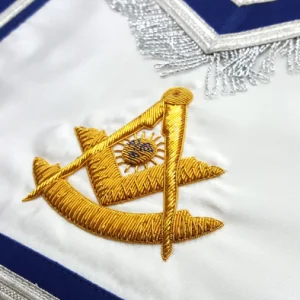 Past Master Blue Lodge Apron - Gold Hand Embroidered with Silver Fringe