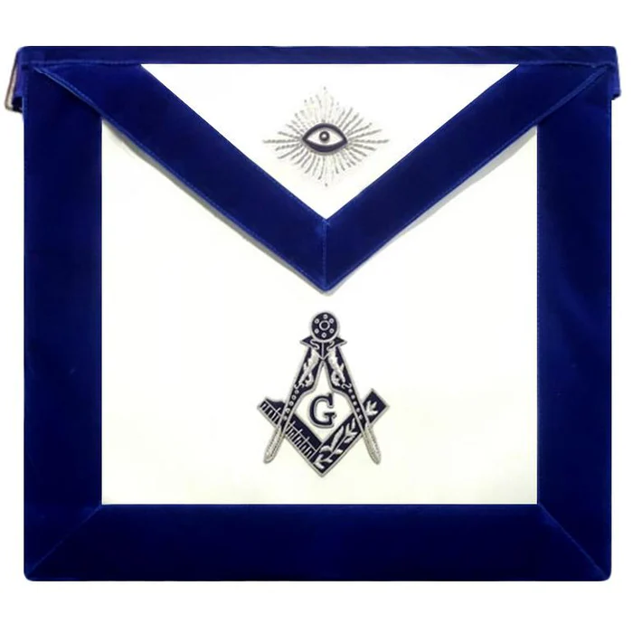 Master Mason Blue Lodge Apron – Royal Blue Silver Embroidery