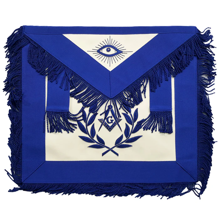 Master Mason Blue Lodge Apron – Blue with Embroidery & Fringe