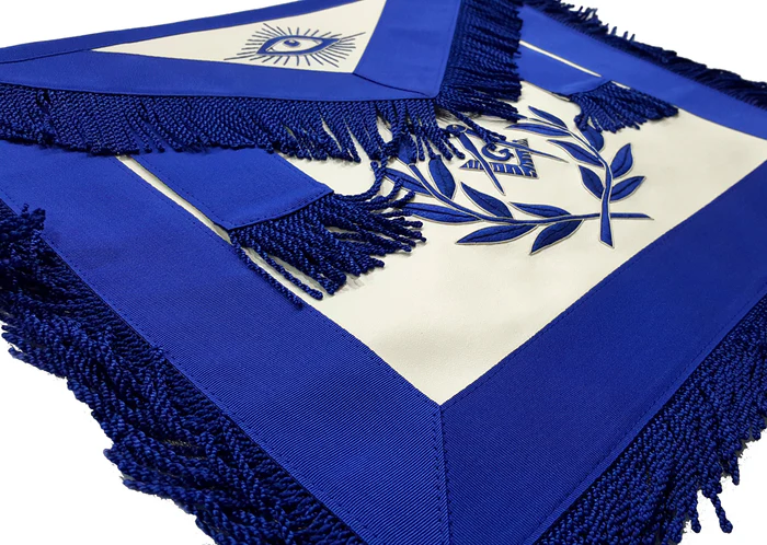 Master Mason Blue Lodge Apron – Blue with Embroidery & Fringe