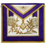 Master Mason Apron Purple Velvet - Gold Hand Embroidery Blue Lodge