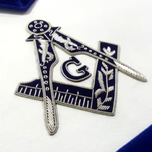 Master Mason Blue Lodge Apron - Royal Blue Silver Embroidery