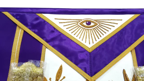 Master Mason Blue Lodge Aprons - Purple Gold Hand Embroidery