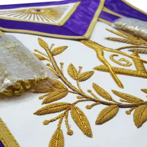 Master Mason Blue Lodge Aprons - Purple Gold Hand Embroidery