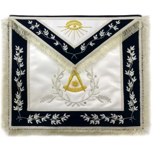 Past Master Blue Lodge Aprons - California Regulation Apron & Past Master Apron Blue Hand Embroidered Silver Bullion