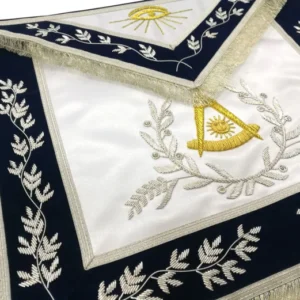 Past Master Blue Lodge Aprons - California Regulation Apron & Past Master Apron Blue Hand Embroidered Silver Bullion