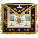 Past Master Masonic Apron - Purple Gold Bullion Sun Vinework California Regulation