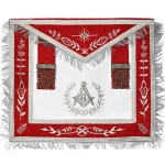 Master Mason Red Apron - Silver Machine Embroidery Fringe Tassels