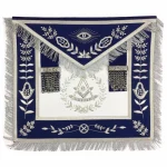 Past Master Blue Lodge Apron - Royal Blue Velvet Silver Fringe