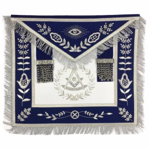 Past Master Blue Lodge Apron - Royal Blue Velvet with Silver Fringe