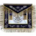 Past Master Blue Lodge Apron - Bullion Embroidered Navy Velvet Fringe