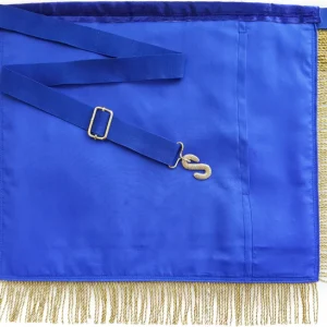 Past Master Blue Lodge Apron - Navy Blue Velvet with Side Tabs & Gold Fringe