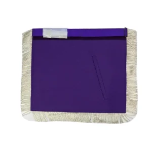 Master Mason Blue Lodge Apron - Purple Velvet with Silver Fringe Hand Embroidered