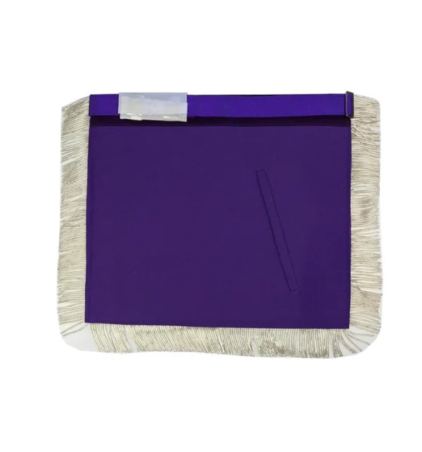 Master Mason Blue Lodge Apron - Purple Velvet with Silver Fringe Hand Embroidered