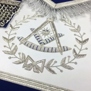 Past Master Blue Lodge Apron - Royal Blue Velvet with Silver Fringe