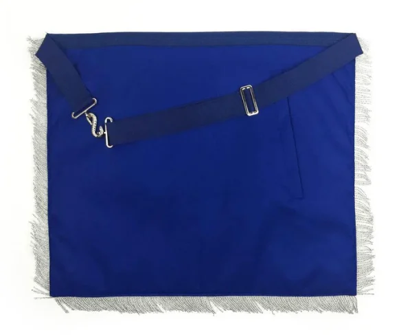 Past Master Blue Lodge Apron - White & Royal Blue with Silver Embroidery