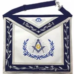 Master Mason Blue Lodge Apron | Navy Blue White Silver Braids