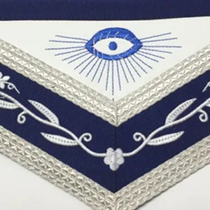Master Mason Blue Lodge Apron - Navy Blue & White with Silver Braids