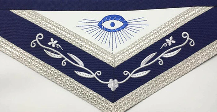 Master Mason Blue Lodge Apron – Navy Blue & White with Silver Braids