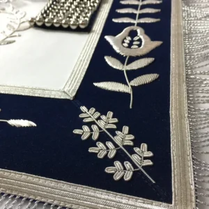 Past Master Blue Lodge Apron - White & Navy Blue Velvet