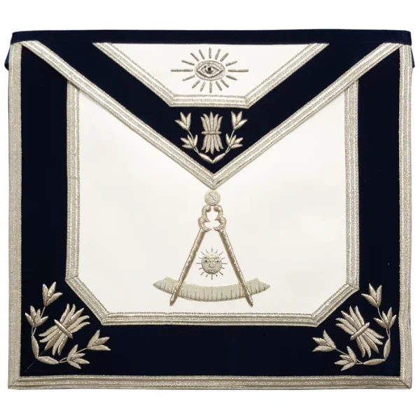 Past Master Blue Lodge Apron - Silver Bullion Hand Embroidered