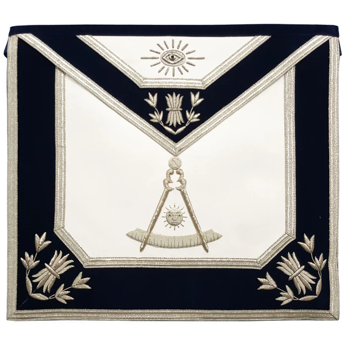 Past Master Blue Lodge Apron – Silver Bullion Hand Embroidered