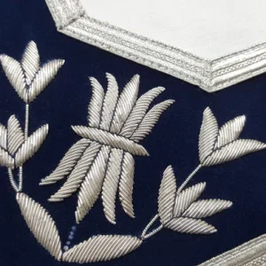 Past Master Blue Lodge Apron - Silver Bullion Hand Embroidered