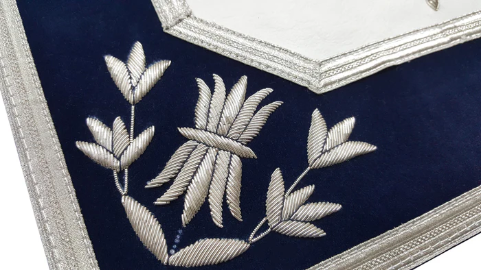 Past Master Blue Lodge Apron – Silver Bullion Hand Embroidered