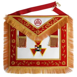 Past High Priest Royal Arch Chapter Apron - Red Velvet with Fringe Tassels