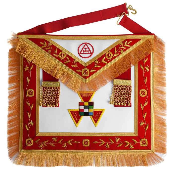 Past High Priest Royal Arch Chapter Apron – Red Velvet with Fringe Tassels