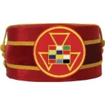 Past High Priest Royal Arch Chapter Crown Cap - Red with Gold Braid