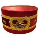 Past Grand High Priest Royal Arch Chapter Crown Cap in Red with Gold Braid and Bullion Hand Embroidery