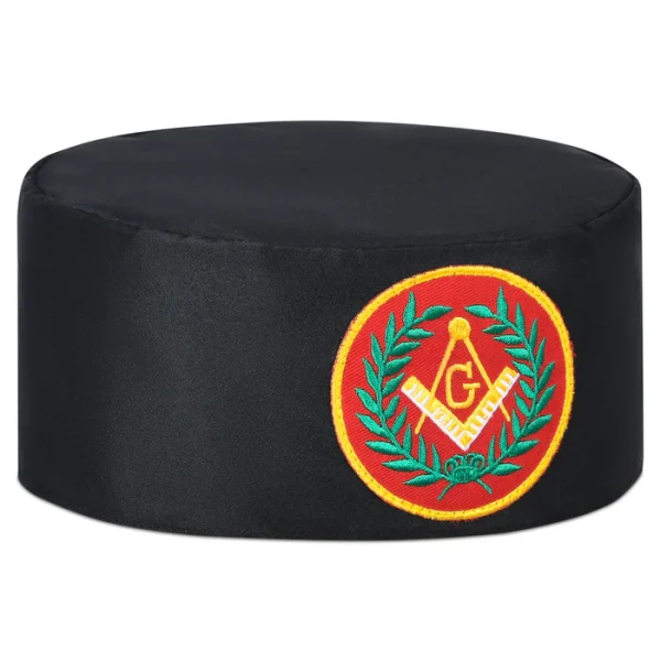 Master Mason Blue Lodge Crown Cap - Black with Red Emblem & Wreath