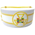 Past High Priest Royal Arch Chapter Crown Cap in White with Gold Braid Machine Embroidery