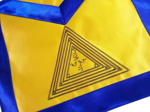12th Degree Scottish Rite Apron - Yellow with Blue Borders 1 12th Degree Scottish Rite Apron - Yellow with Blue Borders