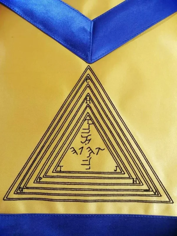 12th Degree Scottish Rite Apron - Yellow with Blue Borders 2 12th Degree Scottish Rite Apron - Yellow with Blue Borders