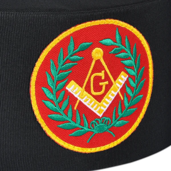 Master Mason Blue Lodge Crown Cap - Black with Red Emblem & Wreath