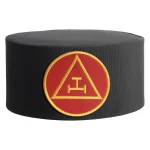 Royal Arch Chapter Crown Cap with Red and Gold Triple Tau on Black Rayon