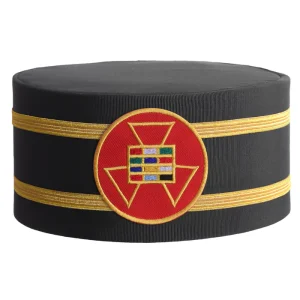 Past High Priest Royal Arch Chapter Crown Cap - Round Red Patch with Double Braid