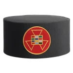 Royal Arch Chapter Crown Cap with Black Fabric and Gold Bullion Wire Embroidery