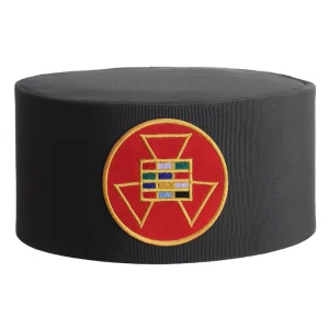 Past High Priest Royal Arch Chapter Crown Cap - Black Rayon with Round Red Patch